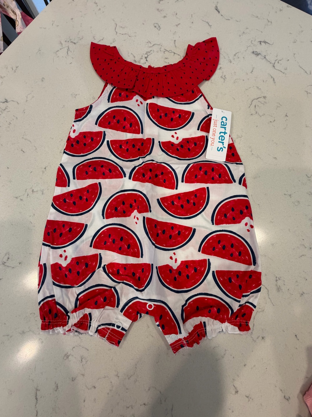 Carter's White Bib with Red Watermelon Print